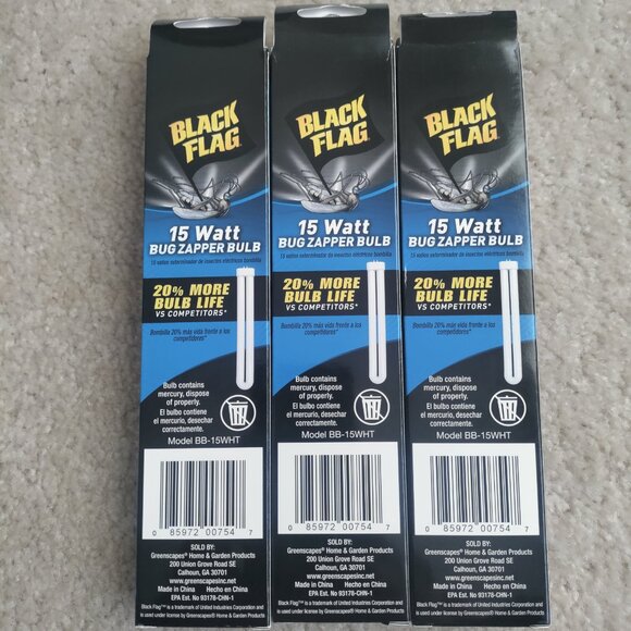 NEW Lot of 3 - Black Flag 15 watt Bug Zapper Light Bulbs Replacement BB-15WHT - Picture 2 of 5
